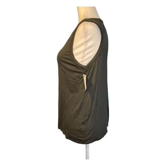 Halogen Back Keyhole Tank Top Grey Beluga Lightweight Knit Sleeveless Crewneck S - Picture 3 of 9